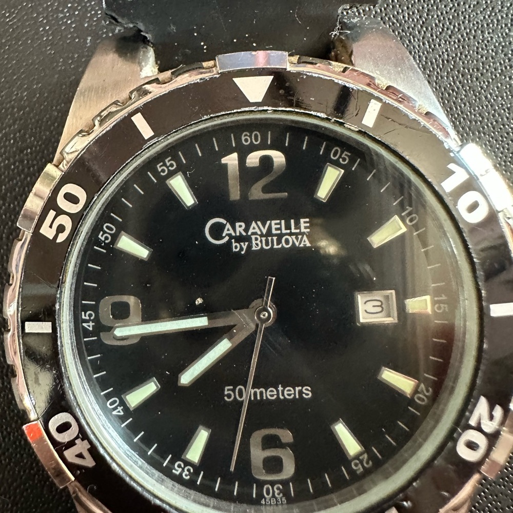 Black Caravelle Dive Watch with Rotating Bezel - Picture 2 of 4